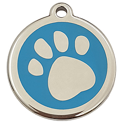Stainless Steel Blue Paw Round Tag-Pet ID Tag-Pet Tag-FulgorDesign